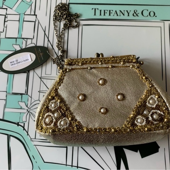 Mary Frances Gold and Pearl Embellished Evening Clutch with Autograph NWT - Picture 11 of 14